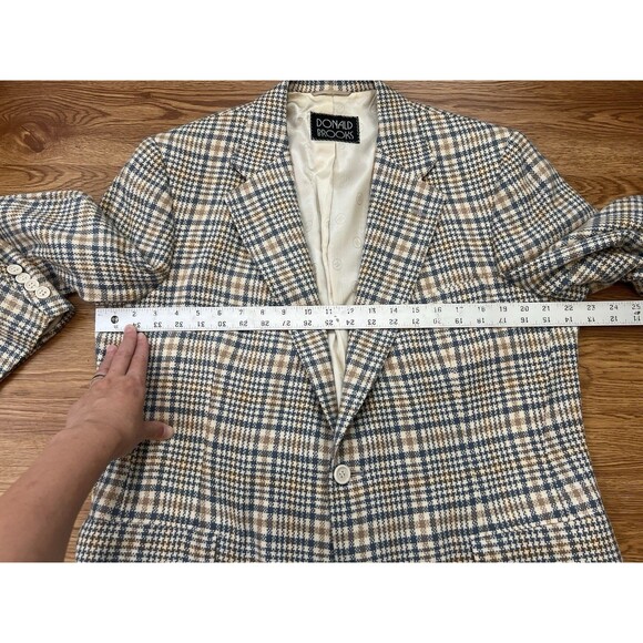 Vtg 80s Donald Brooks Trojan Deluxe of Hollywood Blazer Cashmere Plaid Mens 44 - Picture 4 of 13